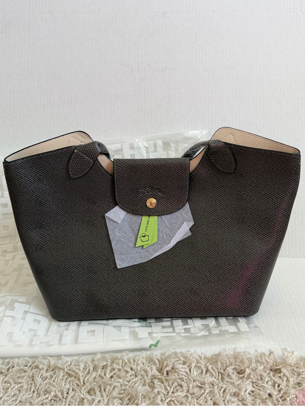 Women's Grey Tote Bag with Snap Flap